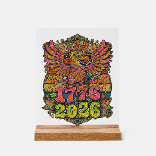 Vintage Adler 1776 2026-Shirt Bubble Patriotisch Acrylschild