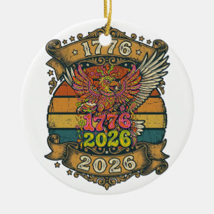 Vintage Adler 1776 2026-Shirt Bubble Patriotisch Keramik Ornament