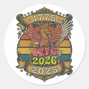 Vintage Adler 1776 2026-Shirt Bubble Patriotisch Runder Aufkleber