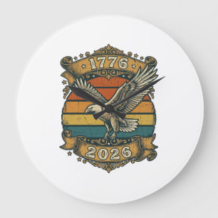 Vintage Adler 1776 2026 Shirt Patriotisch Retro Ab Große Wanduhr