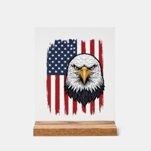 Vintage-Adler-Amerikanische-Flagge-Patriotisches-S Acrylschild