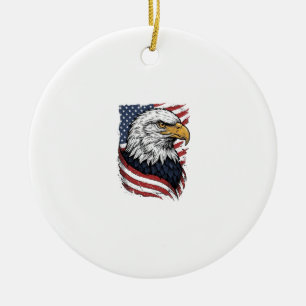 Vintage-Adler-Amerikanische-Flagge-Patriotisches-S Keramik Ornament
