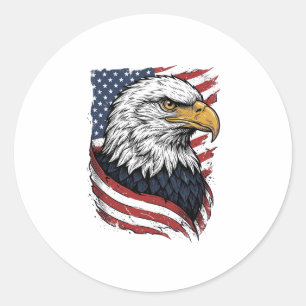 Vintage-Adler-Amerikanische-Flagge-Patriotisches-S Runder Aufkleber