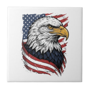 Vintage Adler Amerikanisches Flagge Patriotisches Fliese