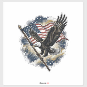Vintage-Adler-Flagge Patriotisches-Shirt-Design_1 Aufkleber