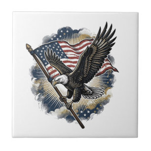 Vintage-Adler-Flagge Patriotisches-Shirt-Design_1 Fliese