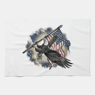 Vintage-Adler-Flagge Patriotisches-Shirt-Design_1 Geschirrtuch