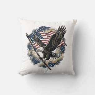 Vintage-Adler-Flagge Patriotisches-Shirt-Design_1 Kissen