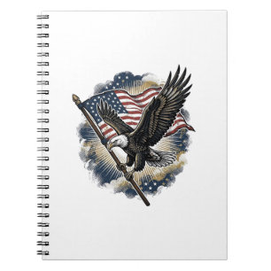 Vintage-Adler-Flagge Patriotisches-Shirt-Design_1 Notizblock