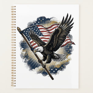 Vintage-Adler-Flagge Patriotisches-Shirt-Design_1 Planer