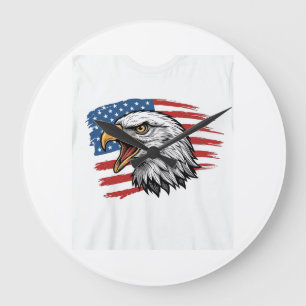 Vintage-Adler-Flagge Patriotisches Vektor-Shirt-De Große Wanduhr