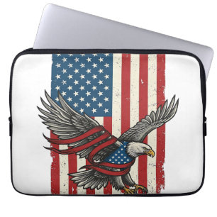 Vintage-Adler-Flagge Vektor Patriotisches-Shirt-De Laptopschutzhülle