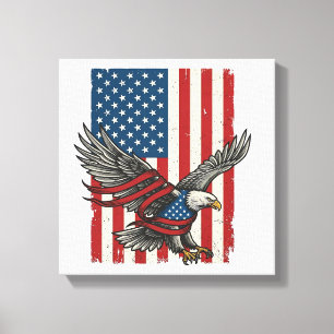 Vintage-Adler-Flagge Vektor Patriotisches-Shirt-De Leinwanddruck