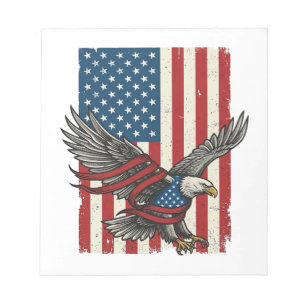 Vintage-Adler-Flagge Vektor Patriotisches-Shirt-De Notizblock
