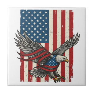 Vintage-Adler-Flagge Vektor Patriotisches T-Shirt Fliese