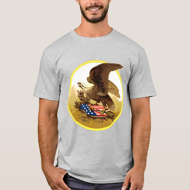Vintage Adler mit Schild T-Shirt (Vorderseite)