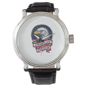 Vintage-Adler-patriotisches Band-Vektor-Shirt-Desi Armbanduhr
