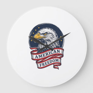 Vintage-Adler-patriotisches Band-Vektor-Shirt-Desi Große Wanduhr