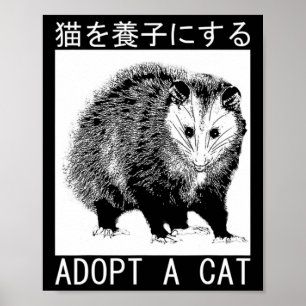 Vintage Adoptiere eine Katze Possum Japanischer Op Poster