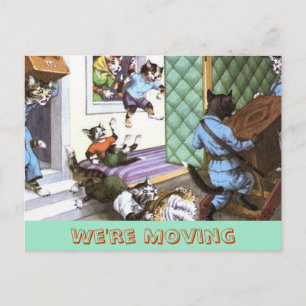 Vintage Adressenänderung Postkarte mit Katzen