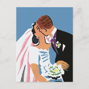 Vintage Adressenänderung, Retro Newlyweds Ankündigungspostkarte