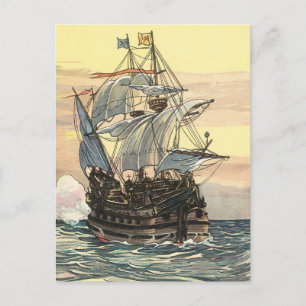 Vintage Adresswechsel, Piratenschiff Ozean Ankündigungspostkarte