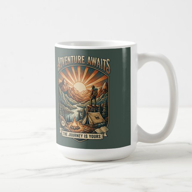 Vintage Adventure Awaits Retro Mountain Kaffeetasse (Rechts)
