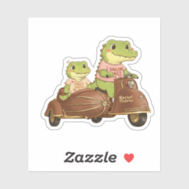 Vintage Adventure Crocodiles on Scooter Sticker