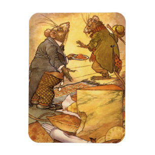 Vintage Aesop's Fabel, Country Mouse, City Mouse Magnet