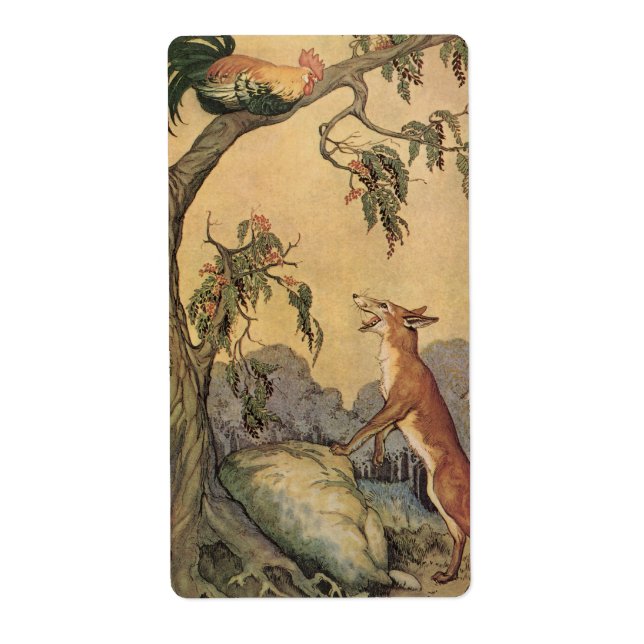 Vintage Aesop's Fables, Fox, Rooster und der Hund (Vorne)