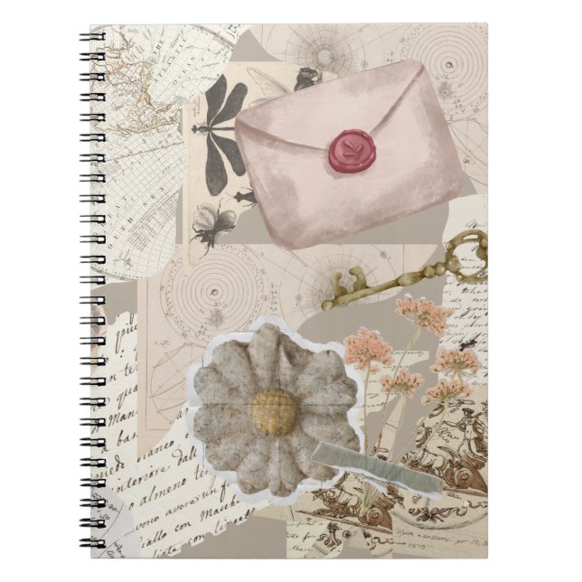Vintage Aesthetic Collage Notebook Notizblock (Vorderseite)