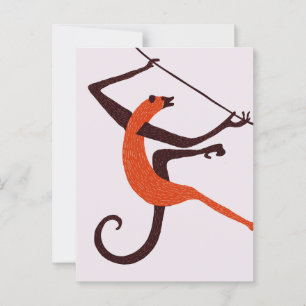 Vintage Affe spielt Postkarte