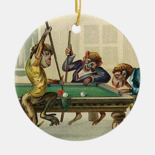 Vintage Affe-Weihnachtsverzierung Keramikornament