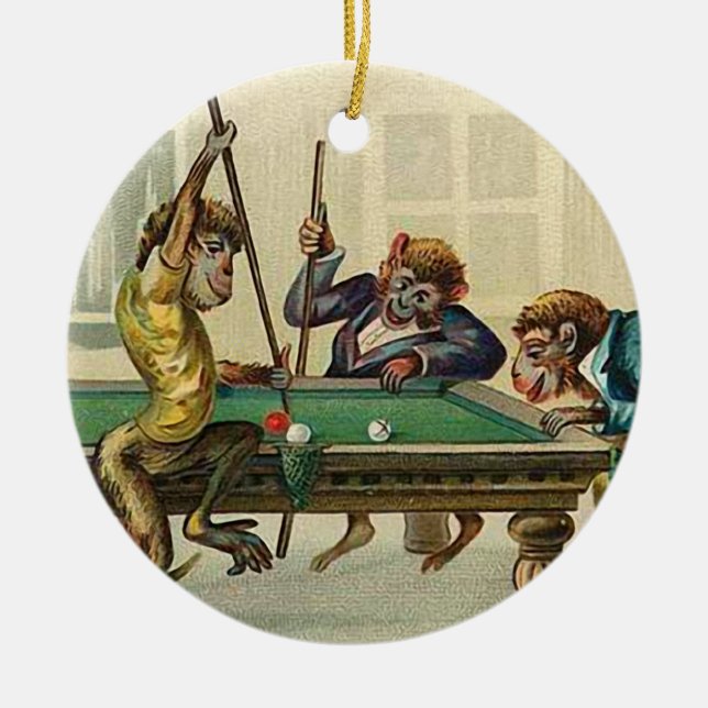 Vintage Affe-Weihnachtsverzierung Keramikornament (Vorne)