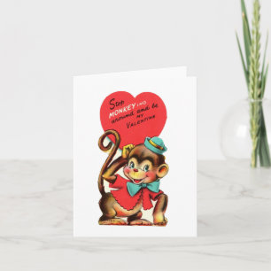 Vintage-Affe zum Valentinstag Karte