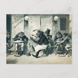 Vintage-Affen-Bar-Postkarte Postkarte