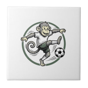 Vintage-Affen-Fußballspieler-Gravur-Shirt-Design Fliese