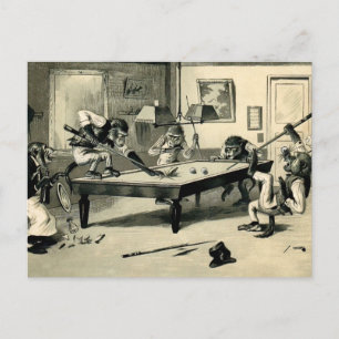 Vintage Affen spielen Pool Postkarte
