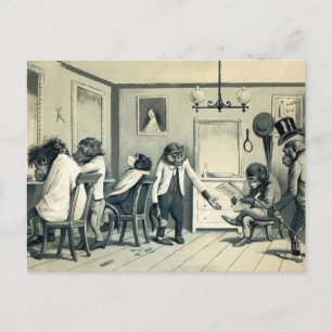 Vintage-Affenaffen-Friseursalon-Postkarte Postkarte