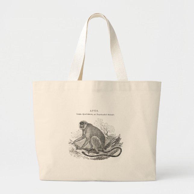 Vintage Affenkunst des 18. Jahrhunderts Jumbo Stoffbeutel (Vorne)