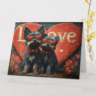 Vintage Affenpinscher Couple Liebe - Retro Romance Karte