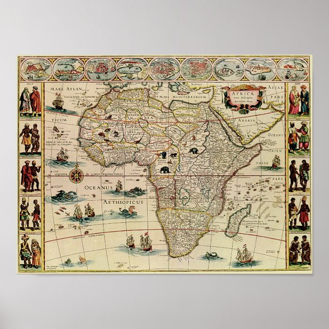 Vintage Afrika-Karte der 1660er Poster (Vorne)