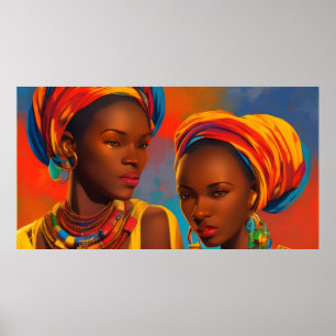 Vintage-Afrika-Kunst Farbige afrikanische Frauen Poster