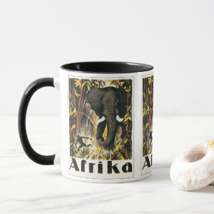 Vintage-Afrika-Reiseposter, Afrikanischer Elefant Tasse