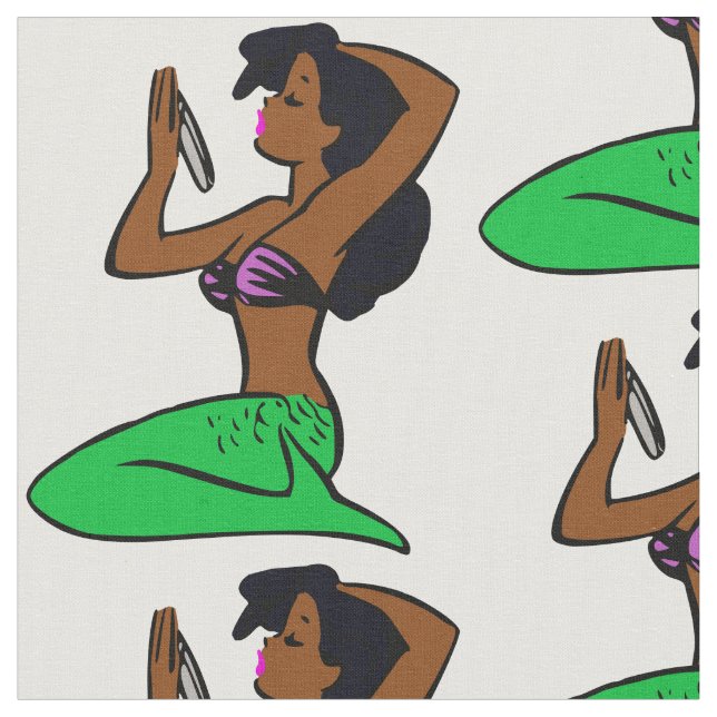 Vintage afrikanische Meerjungfrau Stoff (Nahaufnahme)