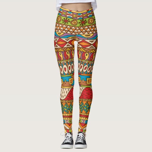 Vintage afrikanische Muster  Leggings (Vorderseite)