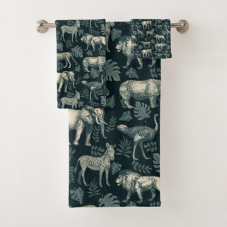 Vintage afrikanische Safari-Tiere Badhandtuch Set