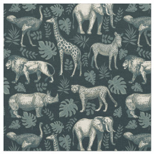 Vintage afrikanische Safari-Tiere Stoff