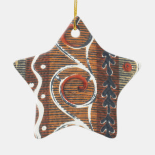 Vintage afrikanischer Motiv-Kunstprint Keramik Ornament