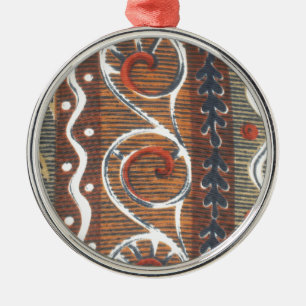 Vintage afrikanischer Motiv-Kunstprint Silbernes Ornament